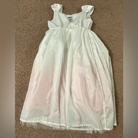 Wedding Flower Girl White Dress Pink Tulle Overlay Costume Pretend Play Dress-up - Picture 13 of 15